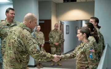 Vice Chief of Space Operations Commends Space Force Captain with Coin