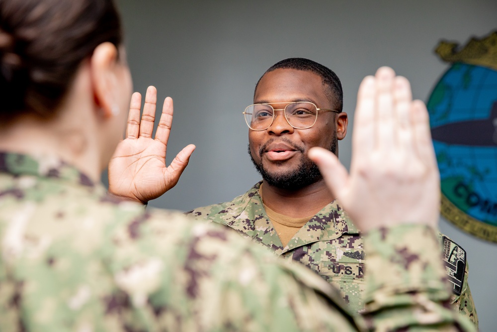 Reenlistment Ceremony at Commander, Submarine Squadron 11