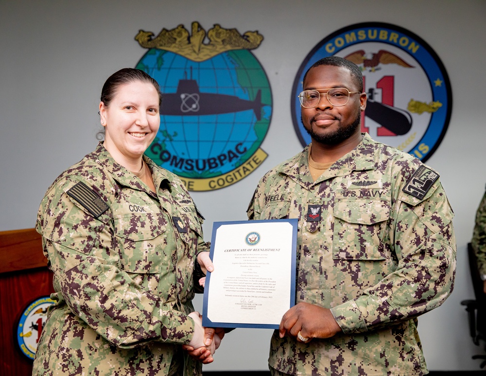 Reenlistment Ceremony at Commander, Submarine Squadron 11