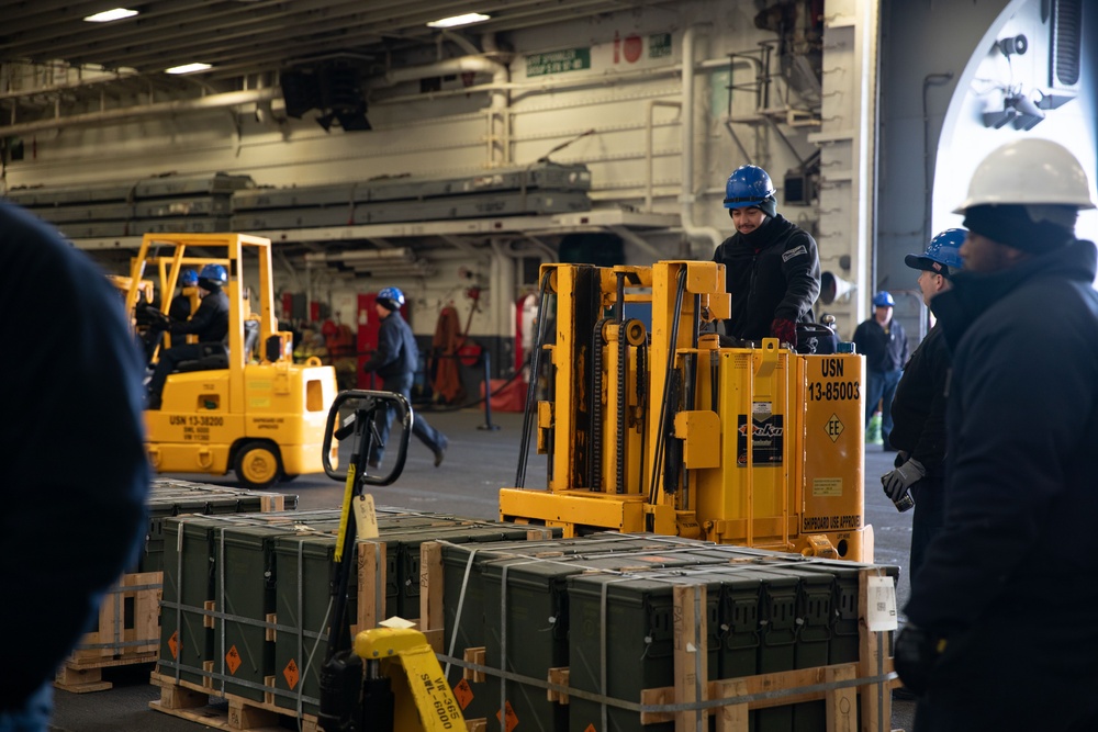 Iwo Jima Sailors Onload Ammo at NWSE