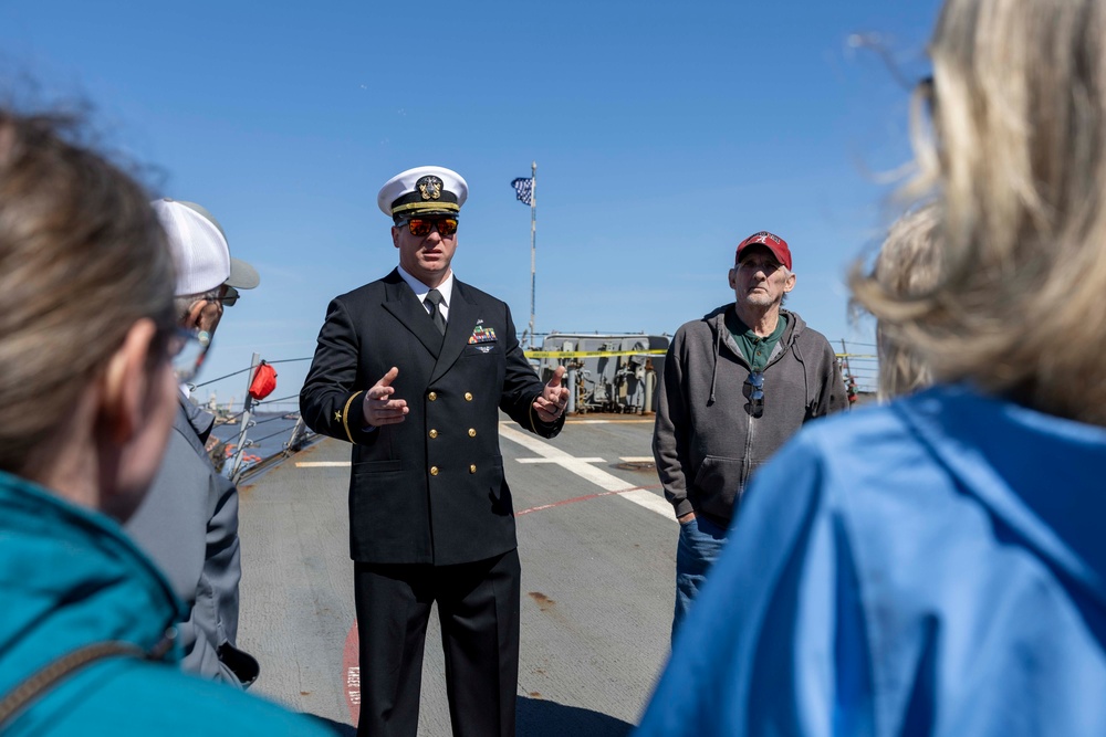 Visitors tour USS McFaul during Mardi Gras 2025