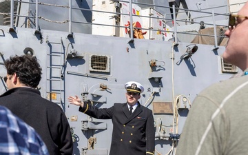 Visitors tour USS McFaul during Mardi Gras 2025