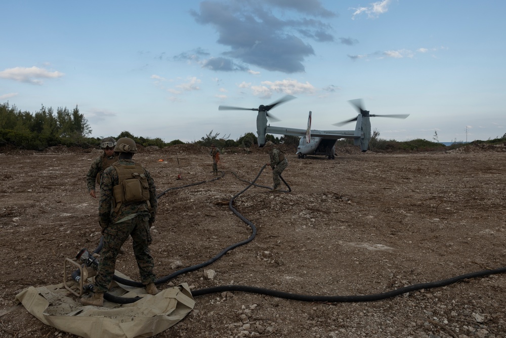 U.S. Marines with 2nd MAW receive first aircraft on a new expeditionary landing zone in the Bahamas