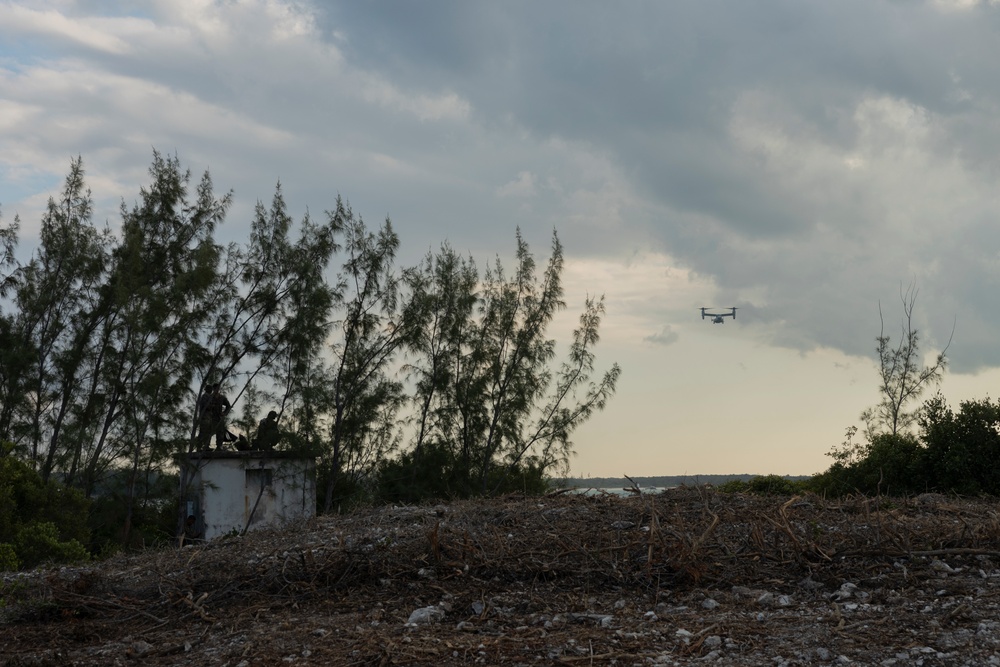 U.S. Marines with 2nd MAW receive first aircraft on a new expeditionary landing zone in the Bahamas