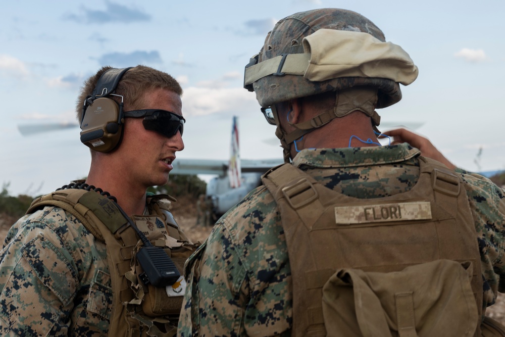 U.S. Marines with 2nd MAW receive first aircraft on a new expeditionary landing zone in the Bahamas