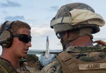 U.S. Marines with 2nd MAW receive first aircraft on a new expeditionary landing zone in the Bahamas
