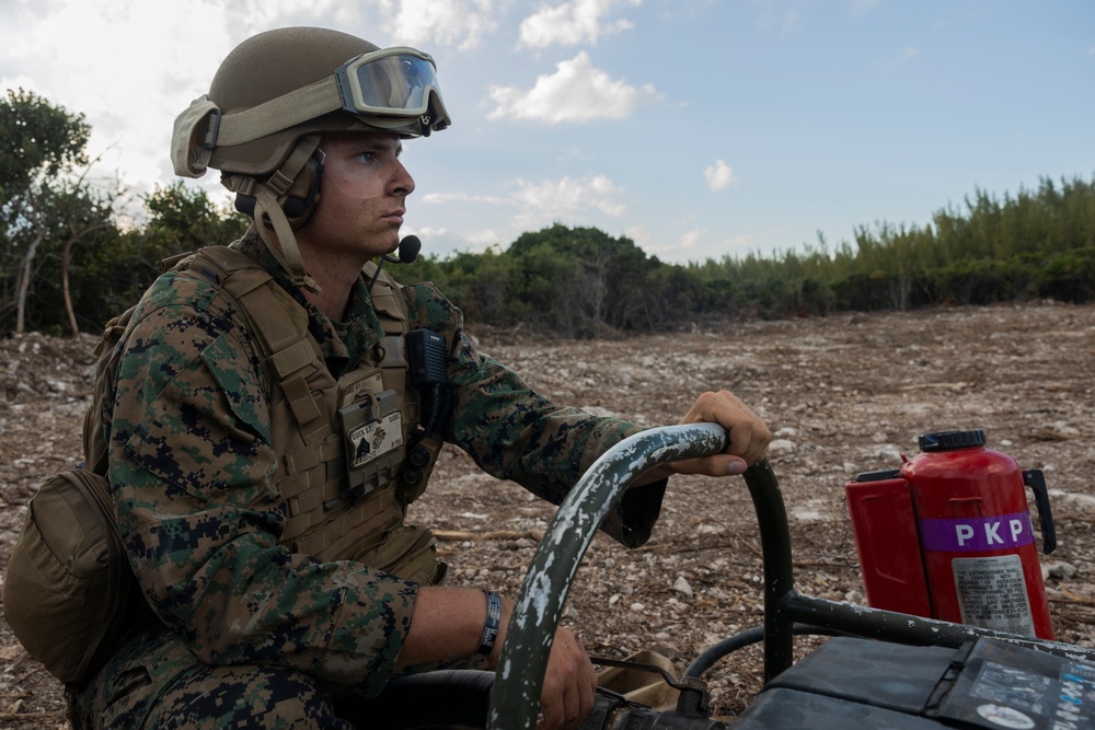 U.S. Marines with 2nd MAW receive first aircraft on a new expeditionary landing zone in the Bahamas