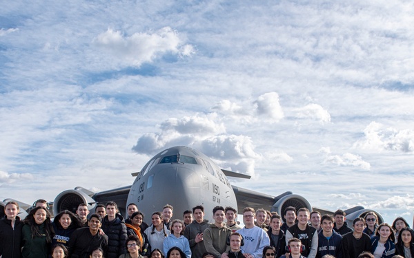 AFJROTC cadets take orientation flight on 167th AW C-17 aircraft