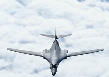 34th Expeditionary Bomb Squadron B-1B Lancers conduct aerial refueling in support of Bomber Task Force 25-1