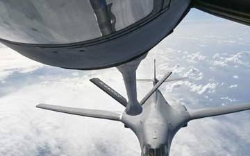 34th Expeditionary Bomb Squadron B-1B Lancers conduct aerial refueling in support of Bomber Task Force 25-1