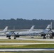 U.S. Air Force B-1B Lancers assigned to the 34th Expeditionary Bomb Squadron launch to support BTF 25-1 training mission