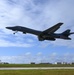 U.S. Air Force B-1B Lancers assigned to the 34th Expeditionary Bomb Squadron launch to support BTF 25-1 training mission