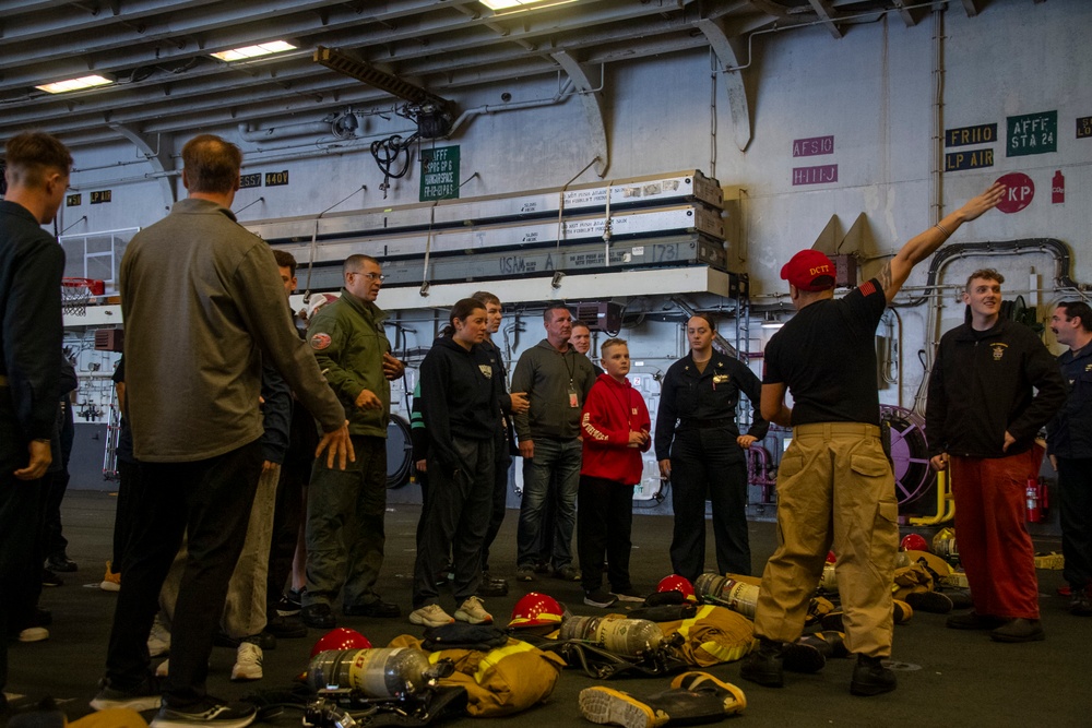 USS America (LHA6) Conducts Tiger Cruise Damage Control Training