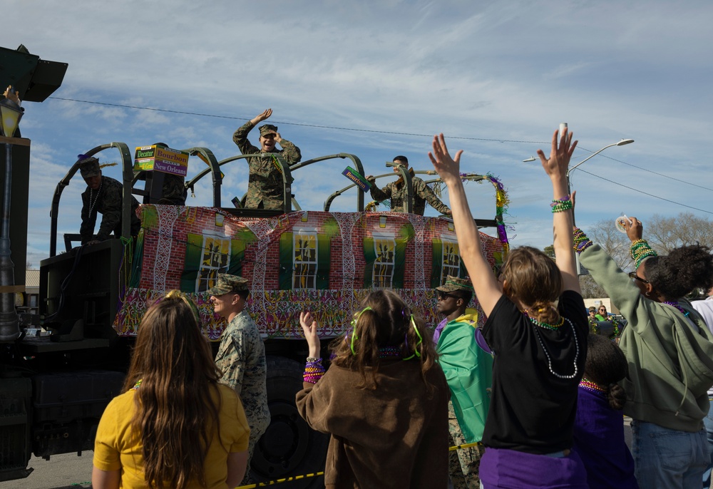 U.S. Marines and Families of 10th Marine Regiment, 2d Marine Division, Celebrate Mardi Gras