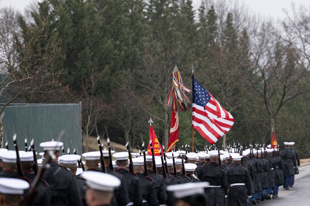 Military Funeral Honors with Funeral Escort are Conducted for U.S. Marine Corps Lt. Gen. Norman Smith in Section 55