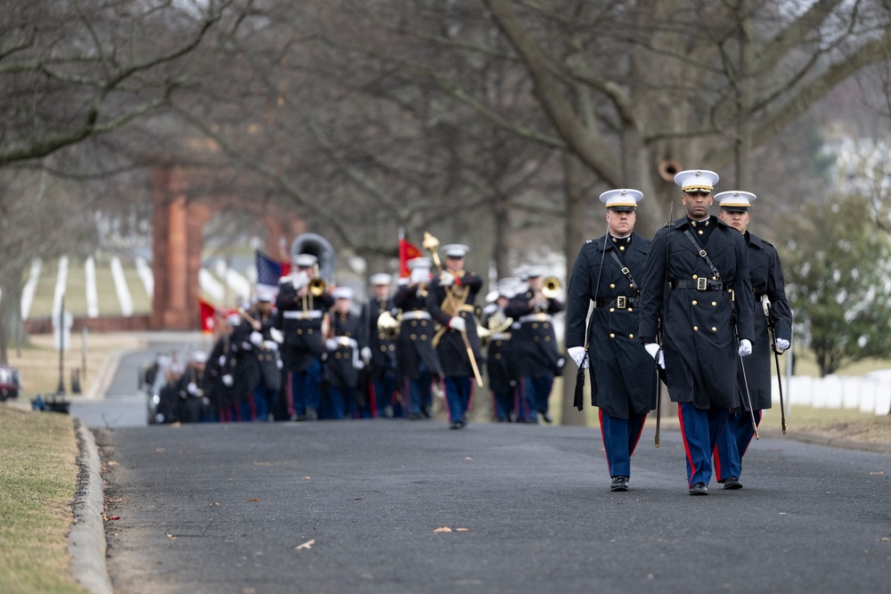 Military Funeral Honors with Funeral Escort are Conducted for U.S. Marine Corps Lt. Gen. Norman Smith in Section 55