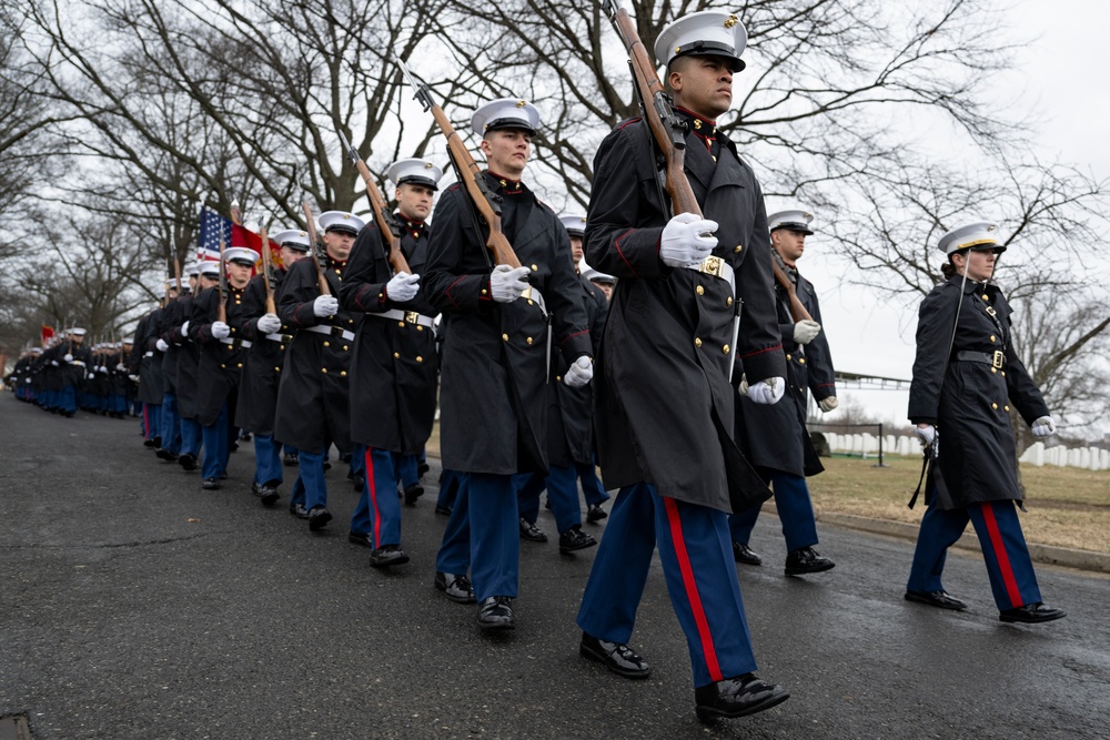 Military Funeral Honors with Funeral Escort are Conducted for U.S. Marine Corps Lt. Gen. Norman Smith in Section 55