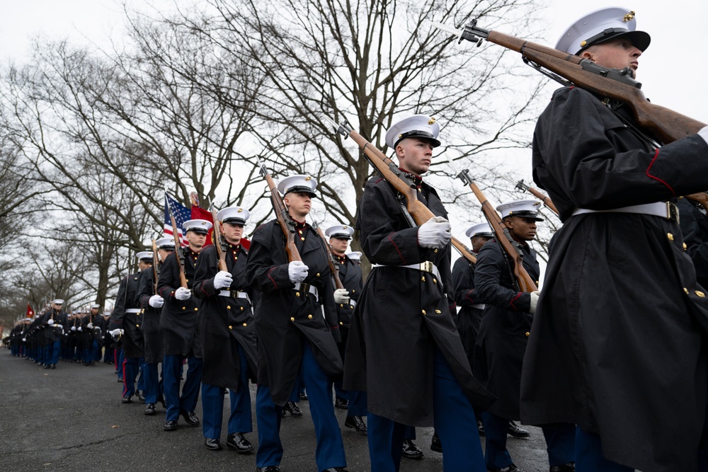 Military Funeral Honors with Funeral Escort are Conducted for U.S. Marine Corps Lt. Gen. Norman Smith in Section 55