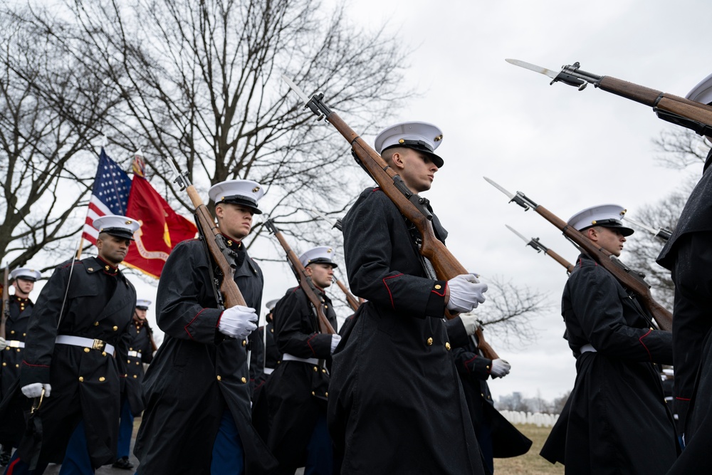 Military Funeral Honors with Funeral Escort are Conducted for U.S. Marine Corps Lt. Gen. Norman Smith in Section 55