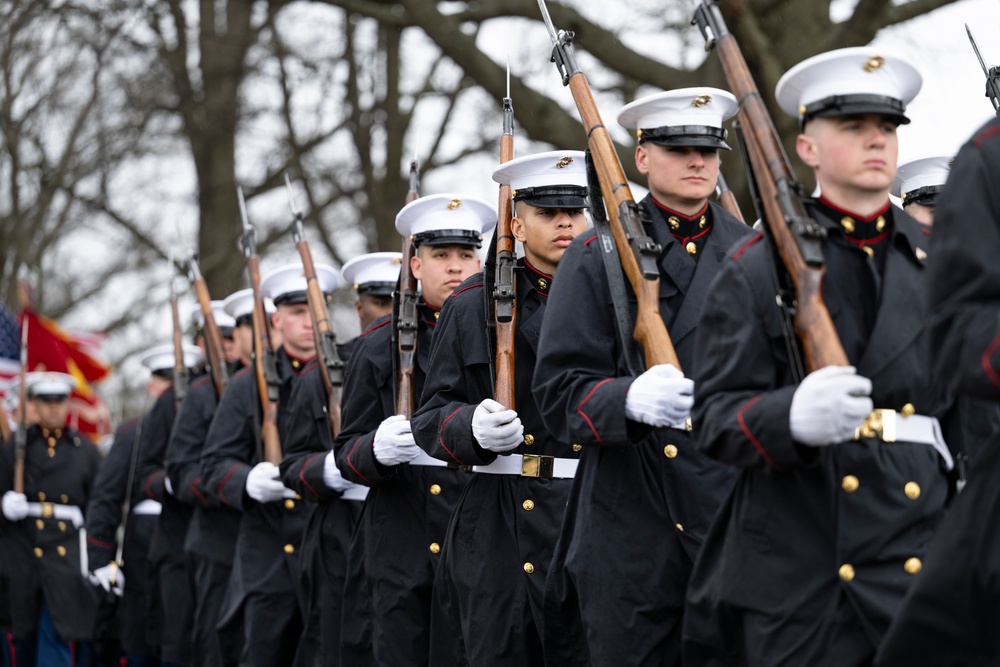 Military Funeral Honors with Funeral Escort are Conducted for U.S. Marine Corps Lt. Gen. Norman Smith in Section 55