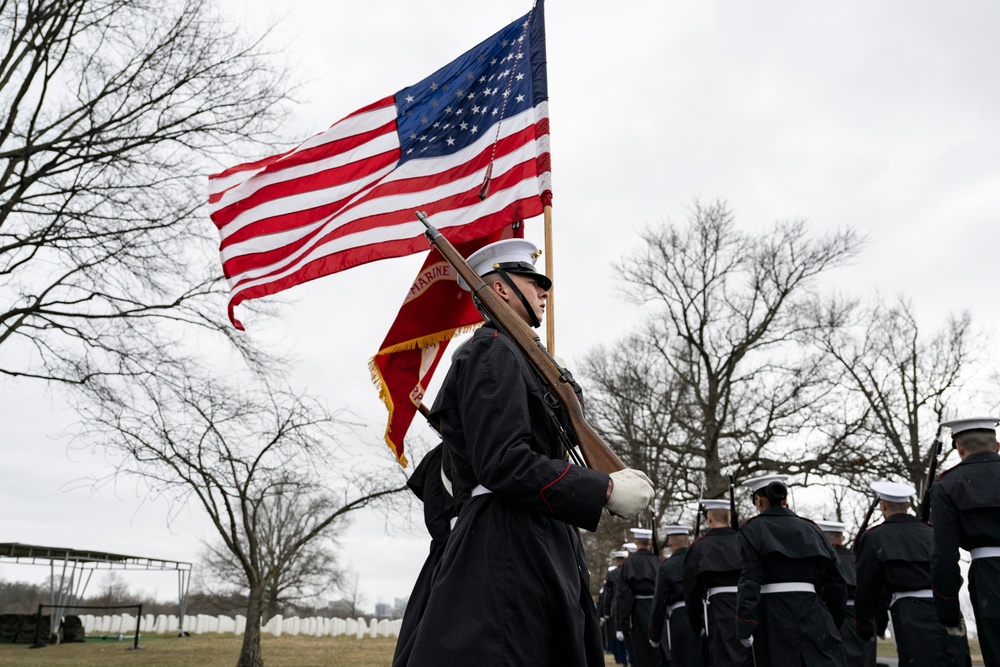 Military Funeral Honors with Funeral Escort are Conducted for U.S. Marine Corps Lt. Gen. Norman Smith in Section 55