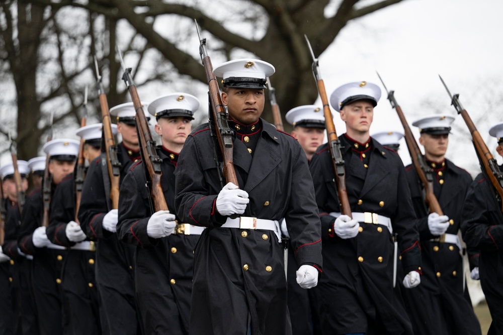 Military Funeral Honors with Funeral Escort are Conducted for U.S. Marine Corps Lt. Gen. Norman Smith in Section 55