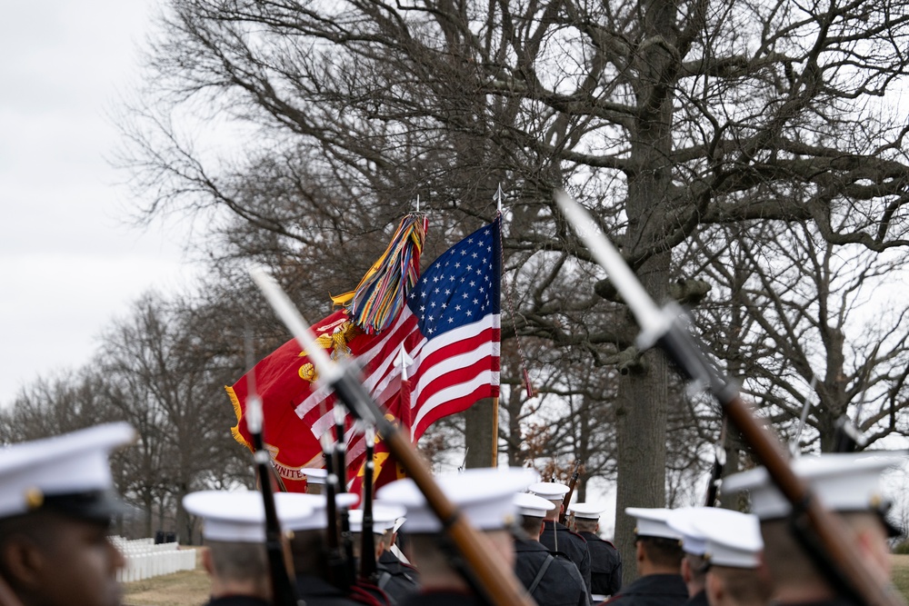 Military Funeral Honors with Funeral Escort are Conducted for U.S. Marine Corps Lt. Gen. Norman Smith in Section 55