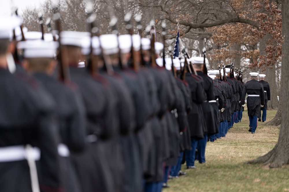 Military Funeral Honors with Funeral Escort are Conducted for U.S. Marine Corps Lt. Gen. Norman Smith in Section 55