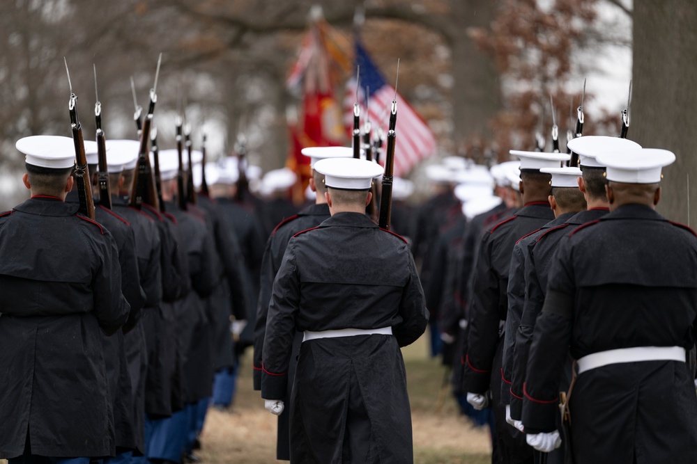 Military Funeral Honors with Funeral Escort are Conducted for U.S. Marine Corps Lt. Gen. Norman Smith in Section 55