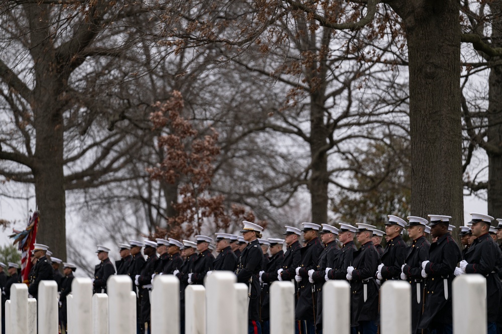 Military Funeral Honors with Funeral Escort are Conducted for U.S. Marine Corps Lt. Gen. Norman Smith in Section 55