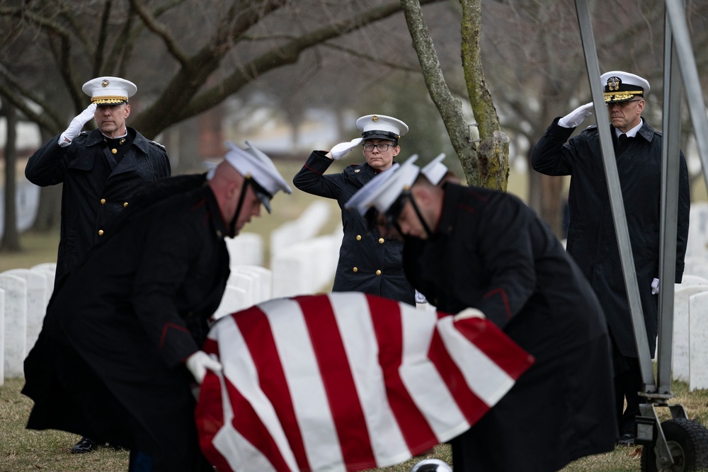 Military Funeral Honors with Funeral Escort are Conducted for U.S. Marine Corps Lt. Gen. Norman Smith in Section 55