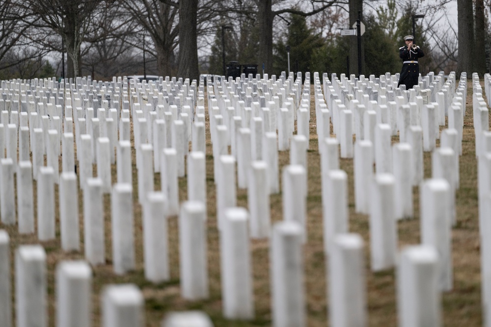 Military Funeral Honors with Funeral Escort are Conducted for U.S. Marine Corps Lt. Gen. Norman Smith in Section 55