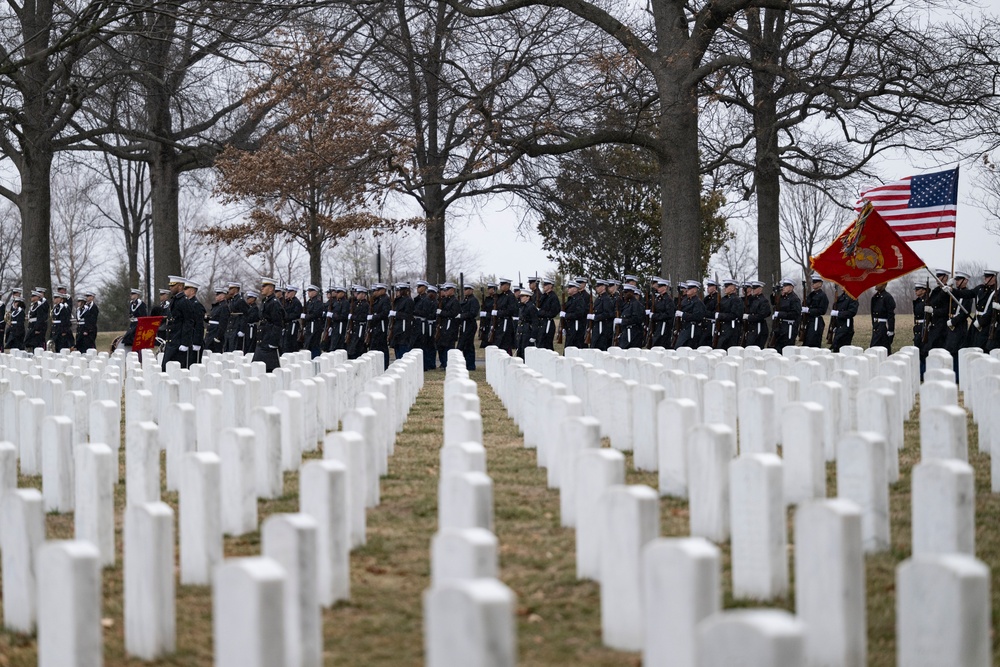 Military Funeral Honors with Funeral Escort are Conducted for U.S. Marine Corps Lt. Gen. Norman Smith in Section 55