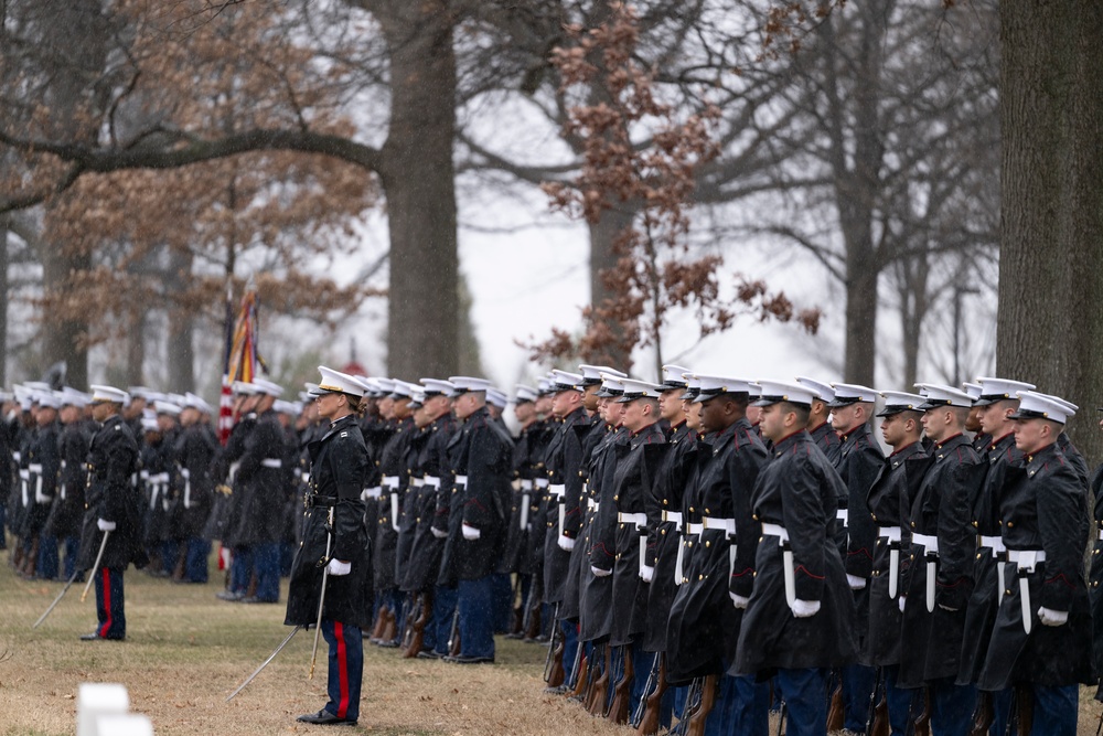 Military Funeral Honors with Funeral Escort are Conducted for U.S. Marine Corps Lt. Gen. Norman Smith in Section 55