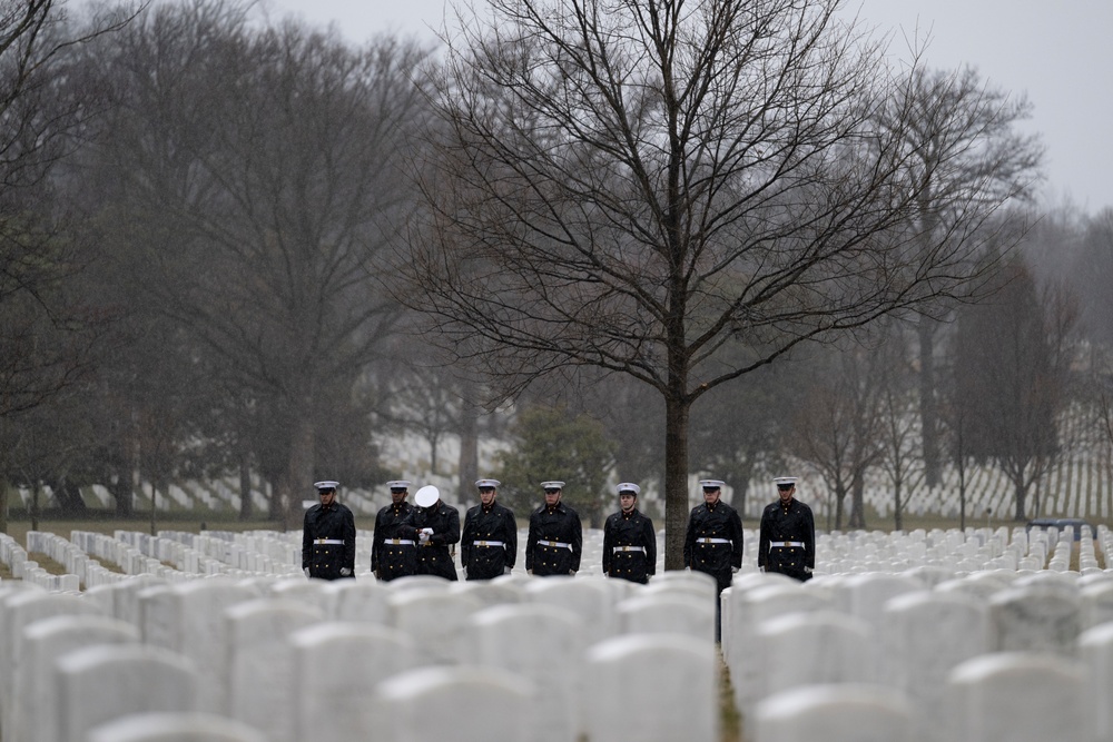 Military Funeral Honors with Funeral Escort are Conducted for U.S. Marine Corps Lt. Gen. Norman Smith in Section 55