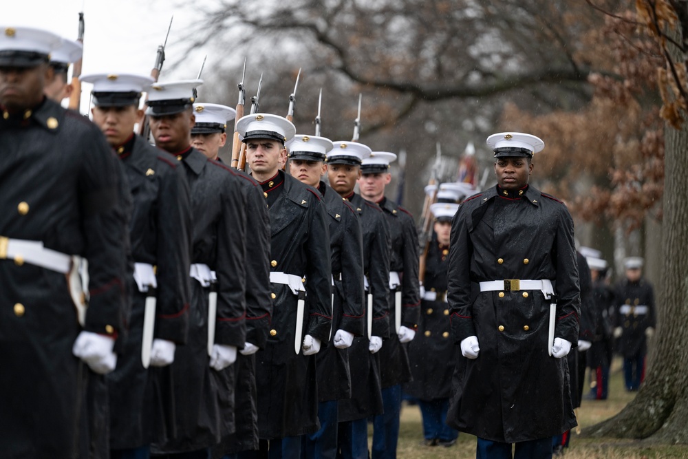 Military Funeral Honors with Funeral Escort are Conducted for U.S. Marine Corps Lt. Gen. Norman Smith in Section 55