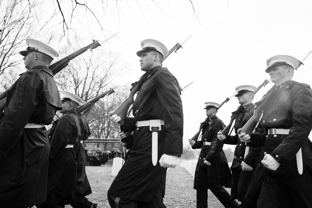 Military Funeral Honors with Funeral Escort are Conducted for U.S. Marine Corps Lt. Gen. Norman Smith in Section 55