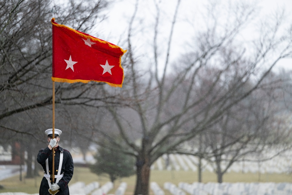 Military Funeral Honors with Funeral Escort are Conducted for U.S. Marine Corps Lt. Gen. Norman Smith in Section 55