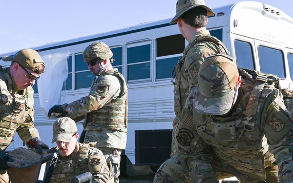 Filling sandbags for the CRI