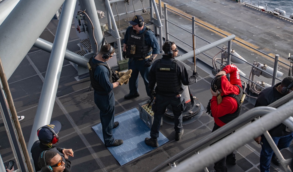 Crew Serve Weapon Shoot aboard USS America (LHA 6)