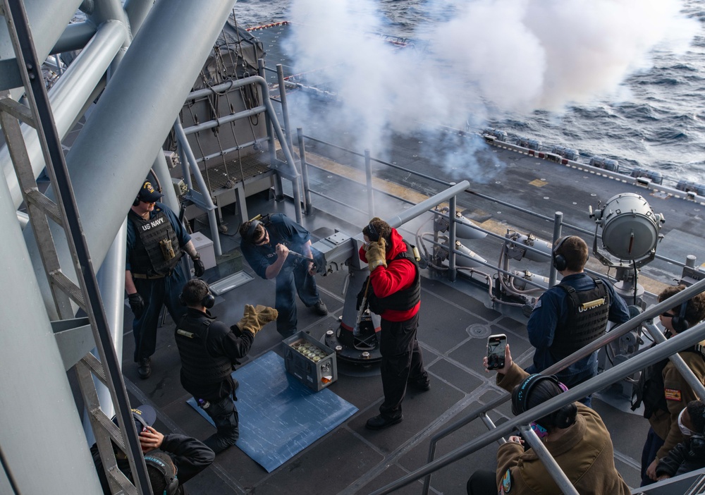 Crew Serve Weapon Shoot aboard USS America (LHA 6)