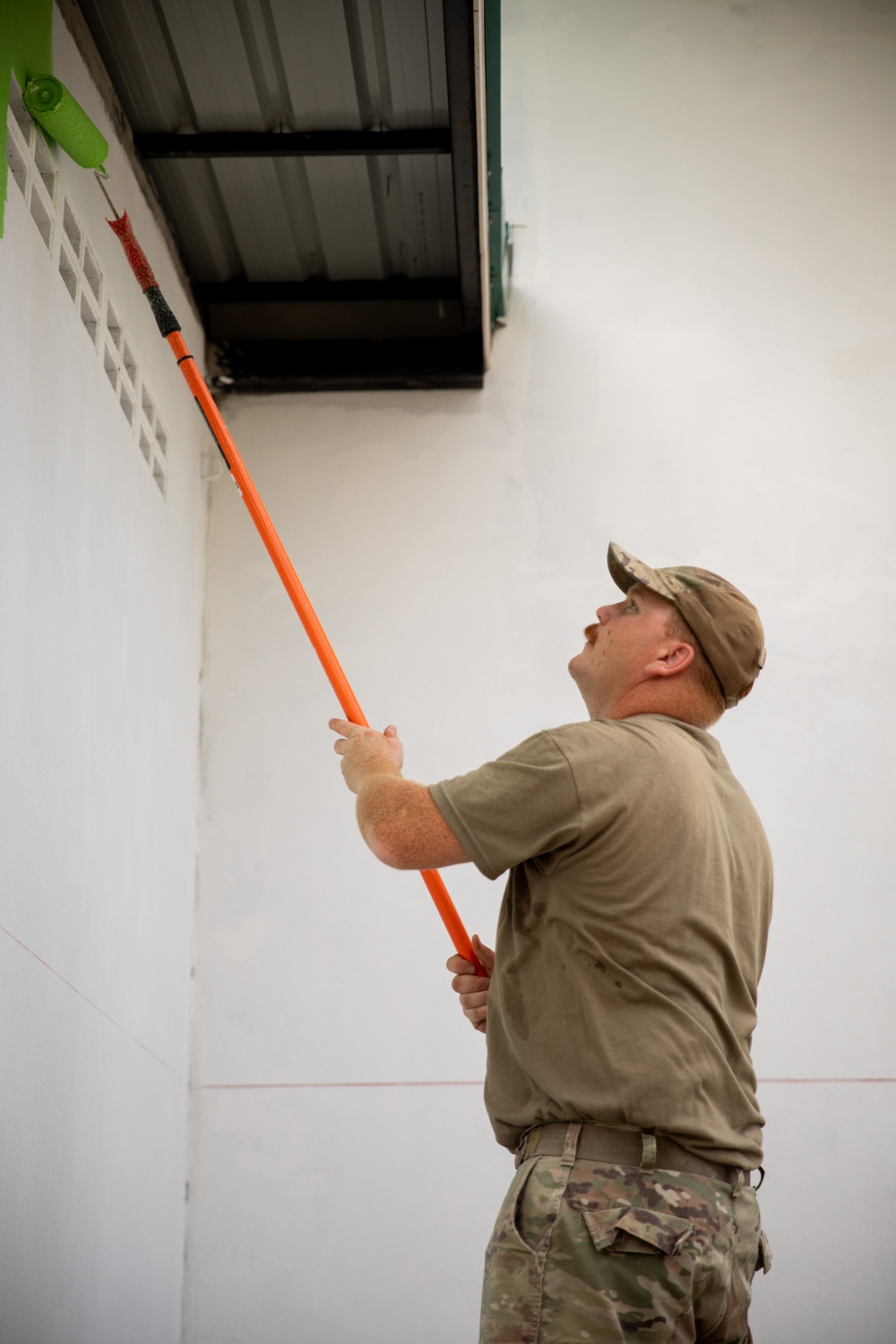 U.S. Air Force Tech. Sgt. Allen Hanley participates in the building of a school near Lop Buri, Thailand, during Joint Exercise Cobra Gold