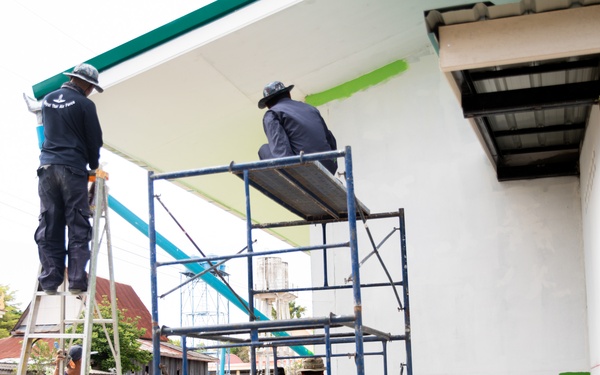U.S. Air Force Airmen participate in the building of a school near Lop Buri, Thailand, during Joint Exercise Cobra Gold