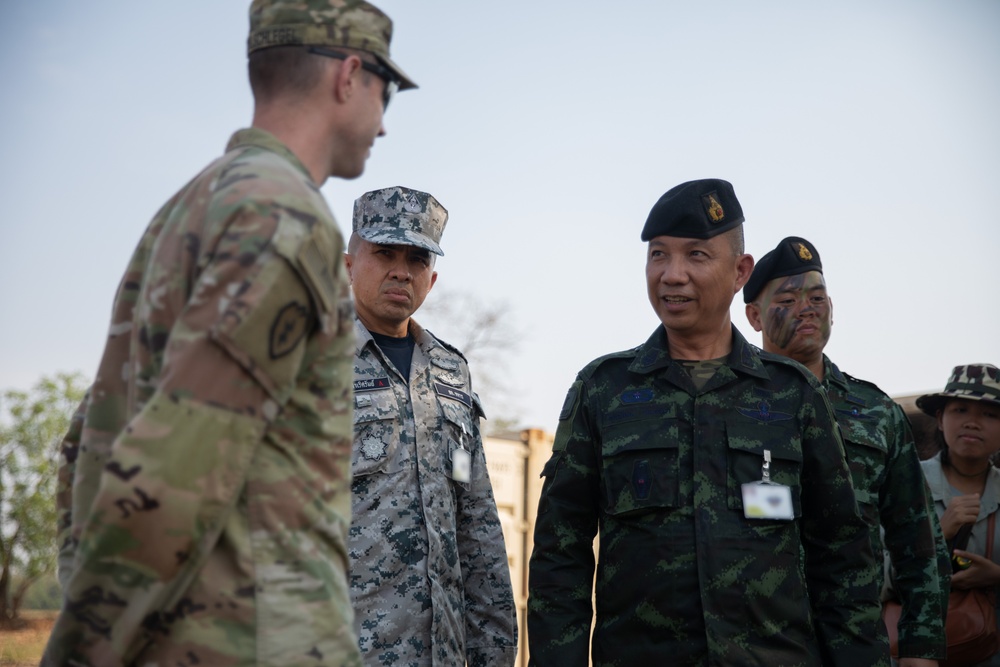 Cdr. Maj. Gen. Kosu and Maj. Gen. Surasee of the Thai Army Air Defense Division supervises the training landing zone with U.S. Army Officers