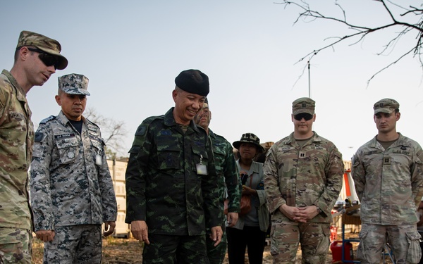 Cdr. Maj. Gen. Kosu and MG Surasee of the Thai Army Air Defense Division supervise the training landing zone with U.S. Army Officers