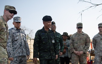 Cdr. Maj. Gen. Kosu and Maj. Gen Surasee of the Thai Army Air Defense Division supervise the training landing zone with U.S. Army officers