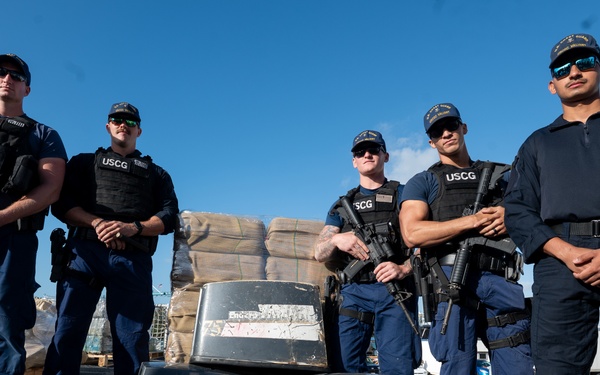 Coast Guard Cutter Valiant offloads approximately $141 million worth of narcotics at Base Miami Beach