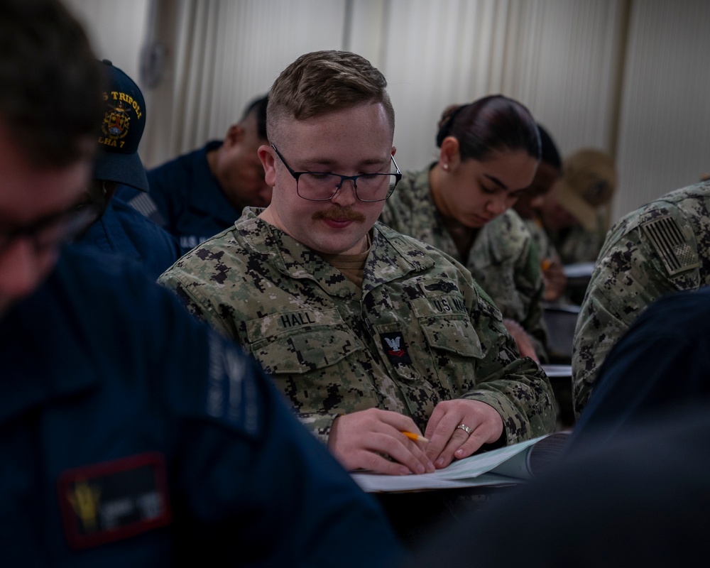 Tripoli sailor take advancement exam