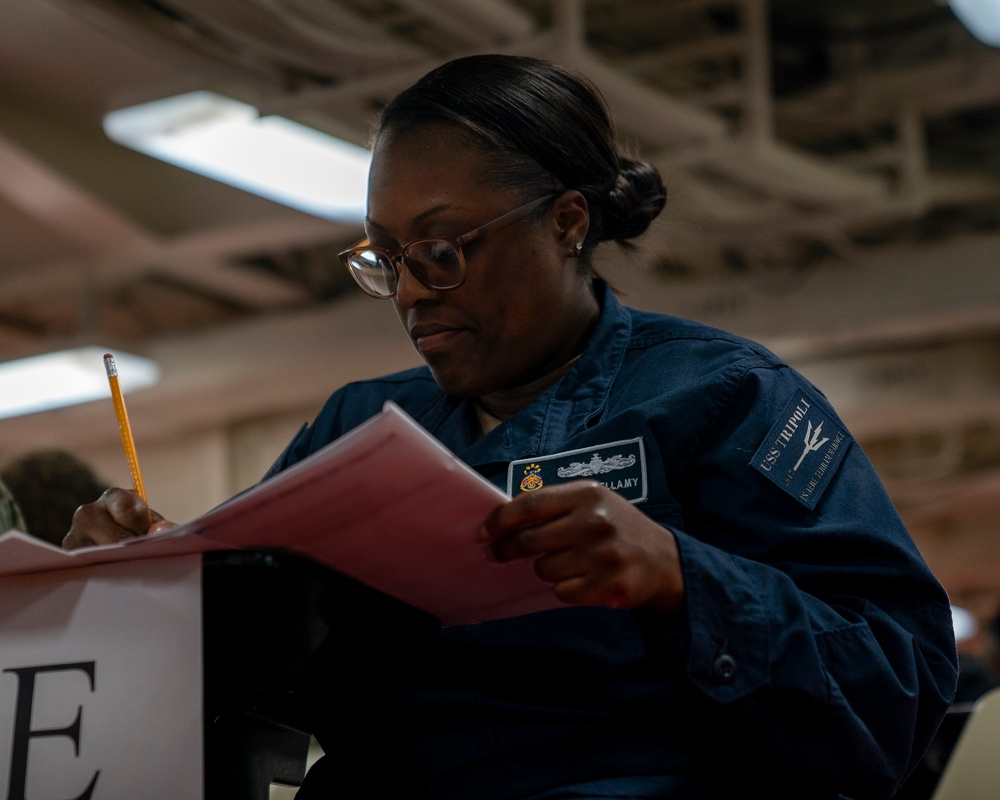 Tripoli sailor take advancement exam
