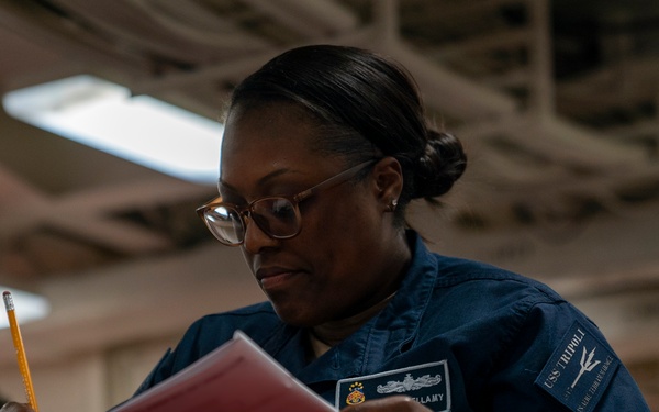 Tripoli sailor take advancement exam